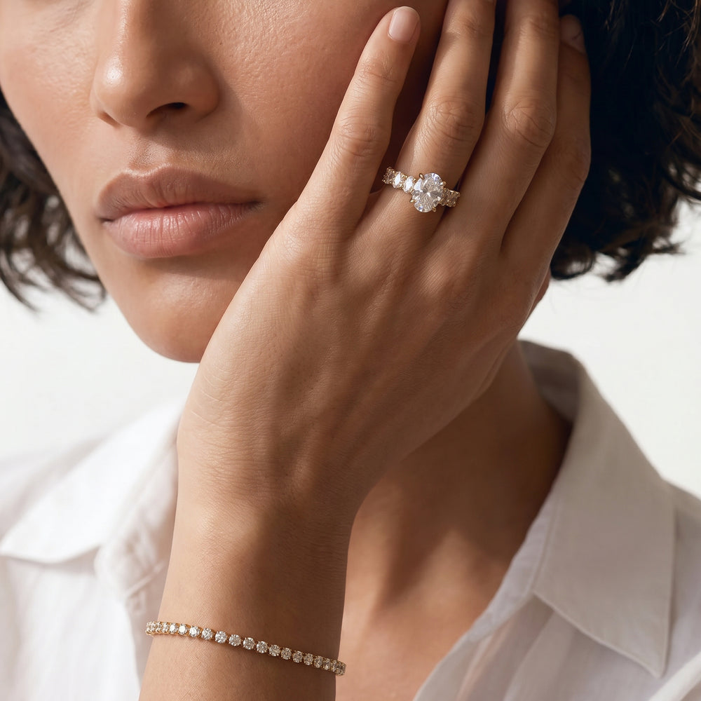 Oval Cut The Fulton Oval Ring with Lab Grown Diamond in 14KT Platinum view 4
