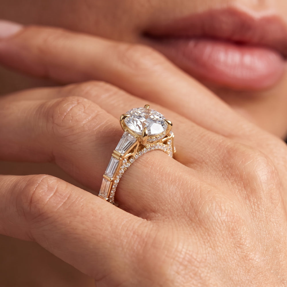 Round Cut The Marlene Ring with Lab Grown Diamond in 14KT Yellow Gold view 2
