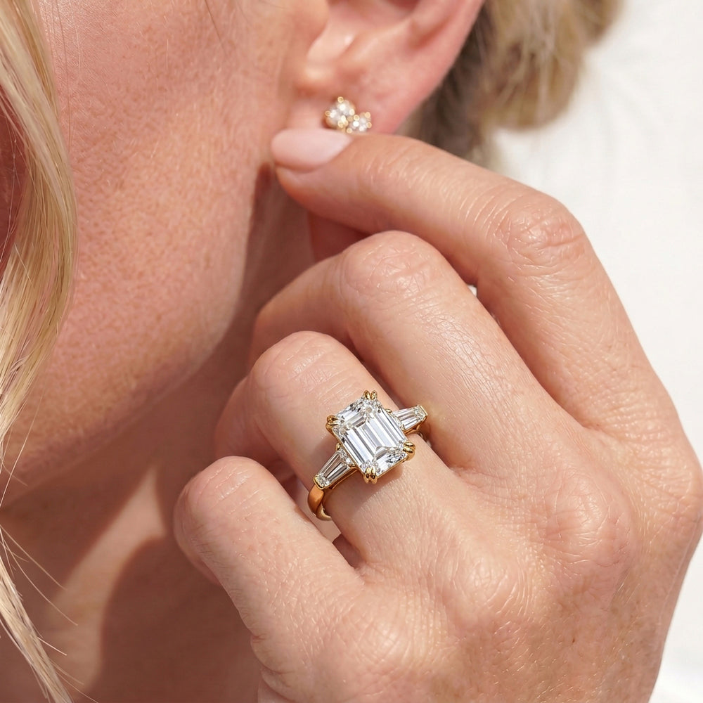 The Vivien Ring with Radiant Cut Diamond in 14KT Yellow Gold view 4
