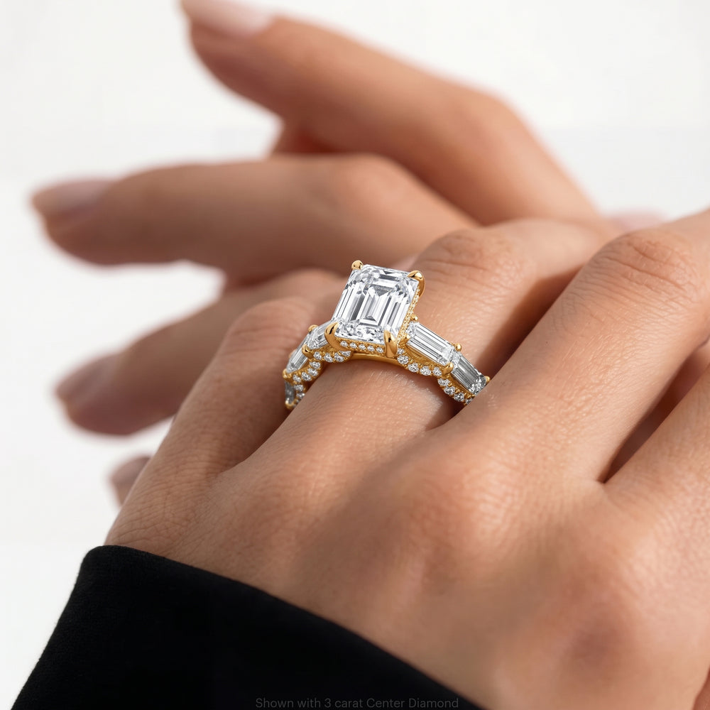 The Greta Ring with Emerald Cut Diamond in 14KT Yellow Gold view 2
