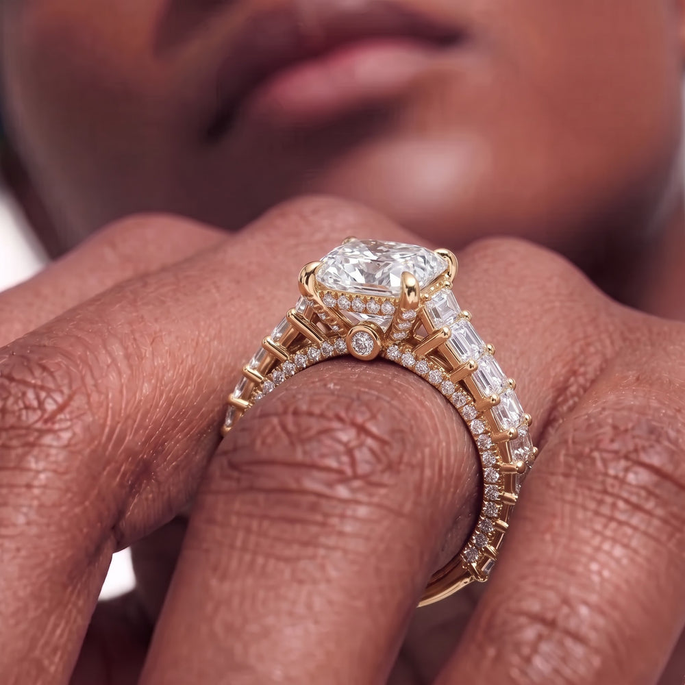 Radiant Cut The Lauren Ring with Lab Grown Diamond in 14KT Platinum view 3
