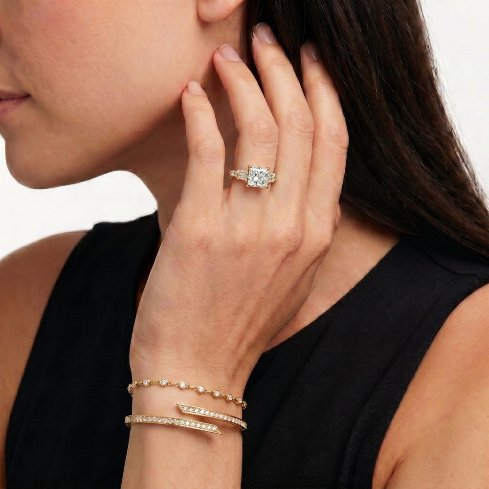 The Celeste Ring with Emerald Cut Diamond in 14KT Rose Gold view 3
