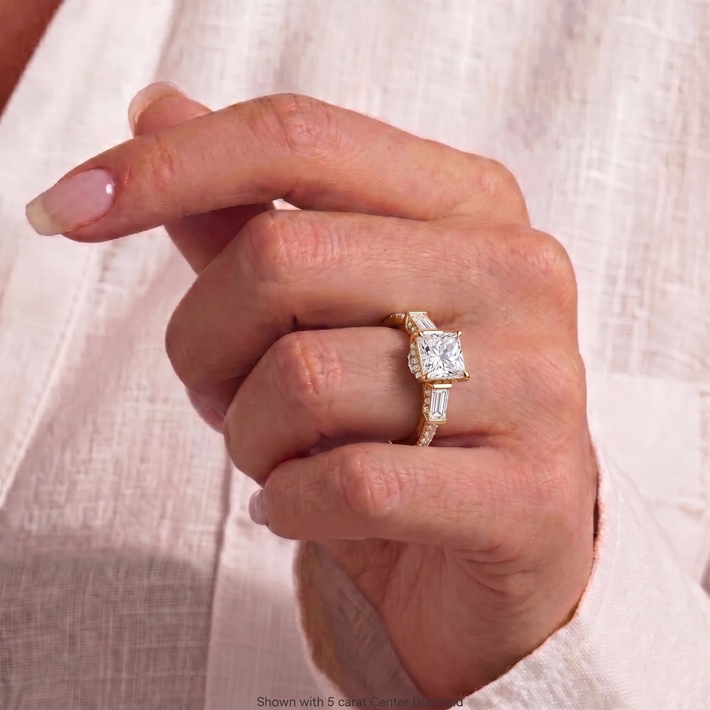 Princess Cut The Mora Ring with Lab Grown Diamond in 14KT Platinum view 3
