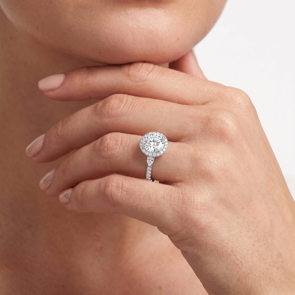 The Royale Ring with Cushion Cut Diamond in 14KT White & Rose Gold view 4
