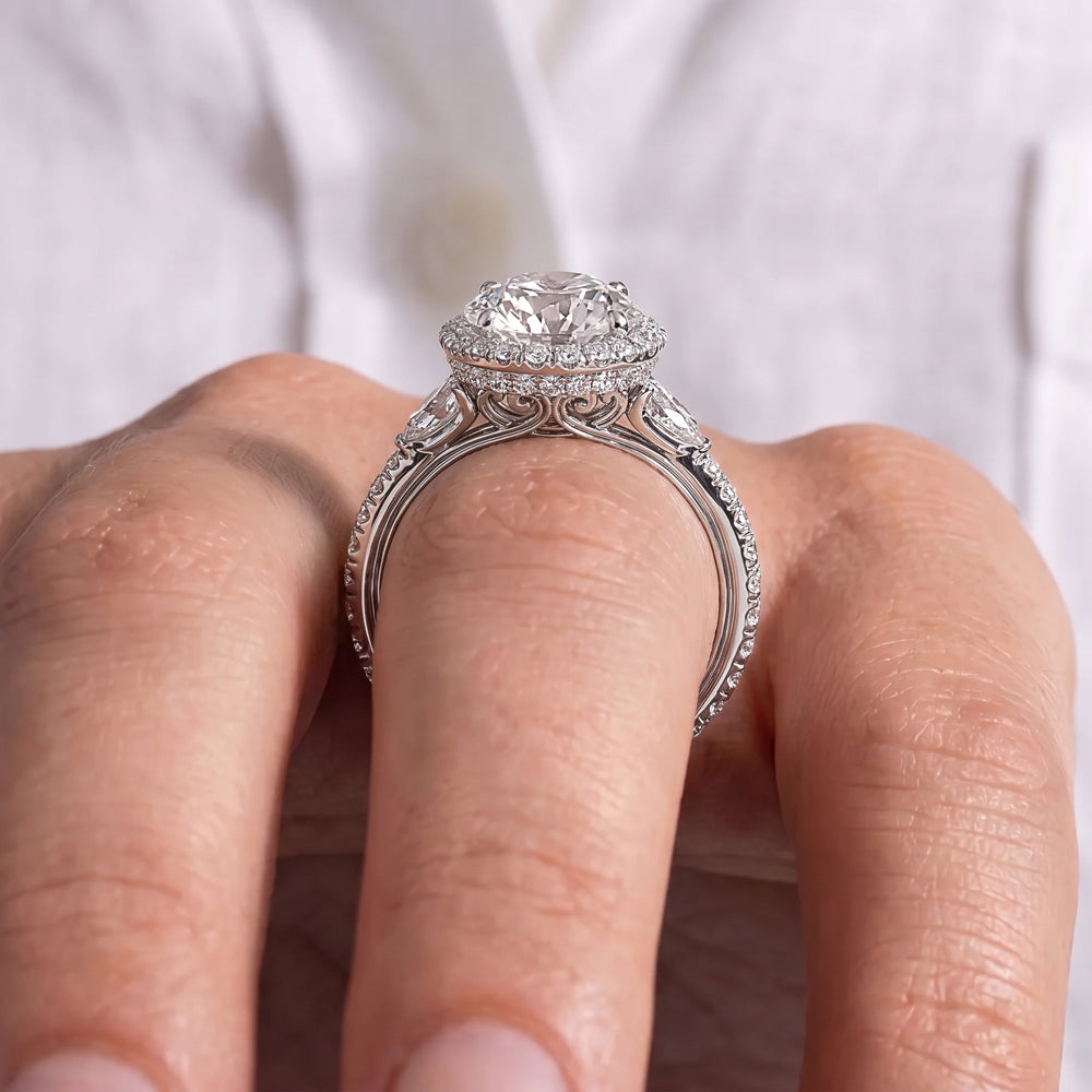 The Royale Ring with Cushion Cut Diamond in 14KT Platinum view 3
