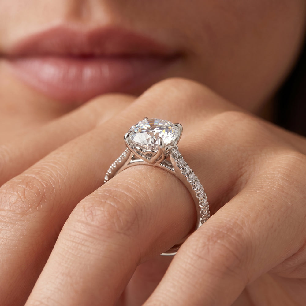 The Tulip Lumière Ring with Oval Cut Diamond in 14KT Platinum view 2
