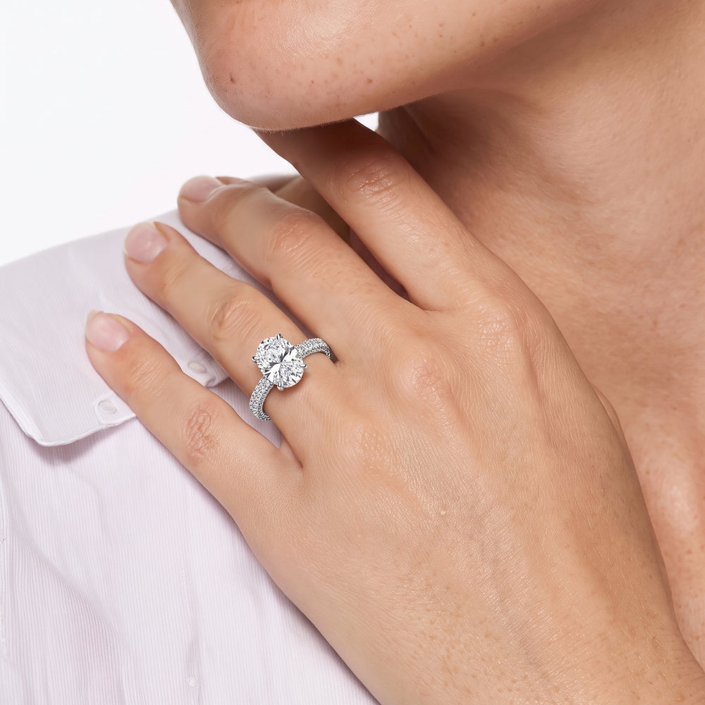 The Tulip Velvet Ring with Pear Cut Diamond in 14KT Platinum view 3
