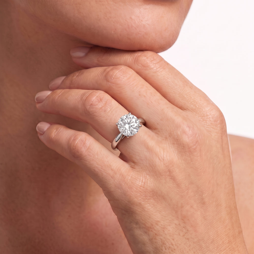 The Tulip Whisper Ring with Round Cut Diamond in 14KT Platinum view 3
