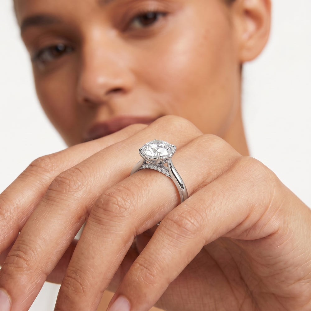 The Tulip Whisper Ring with Round Cut Diamond in 14KT Platinum view 2
