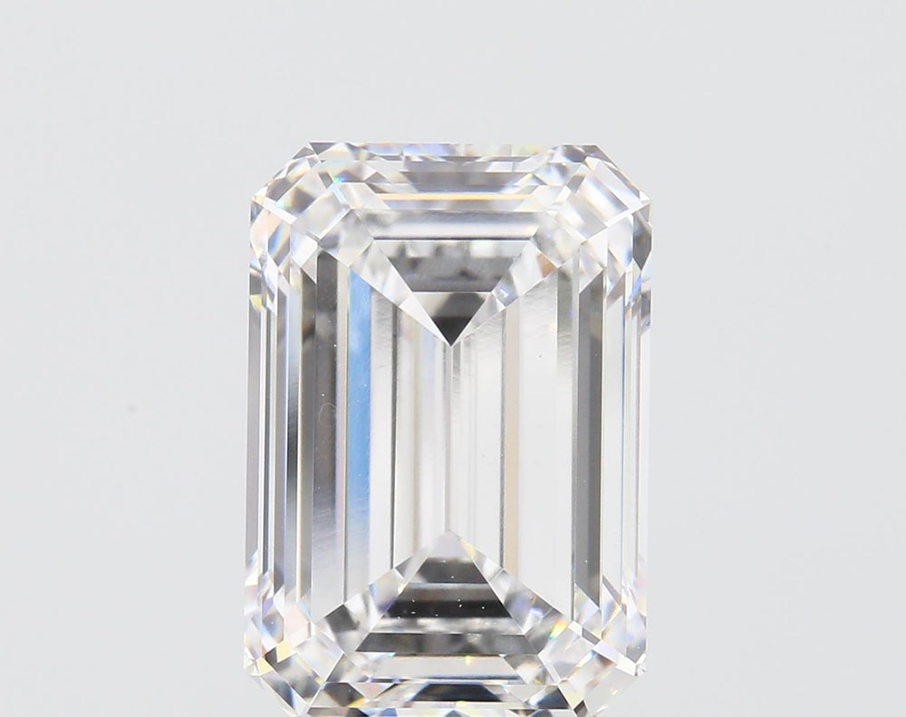 5.03 Carat Emerald Lab Diamond with  Cut Diamond in 14KT  view 1
