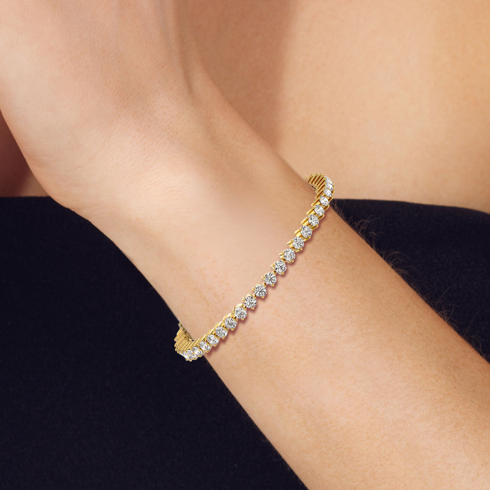 Three Prong Lab Diamond Tennis Bracelet with 6 1/2 Cut Diamond in 14KT Rose Gold view 7

