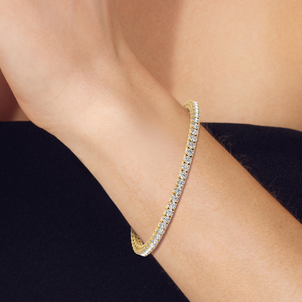 Four Prong Lab Diamond Tennis Bracelet with 5 Cut Diamond in 14KT Rose Gold view 7
