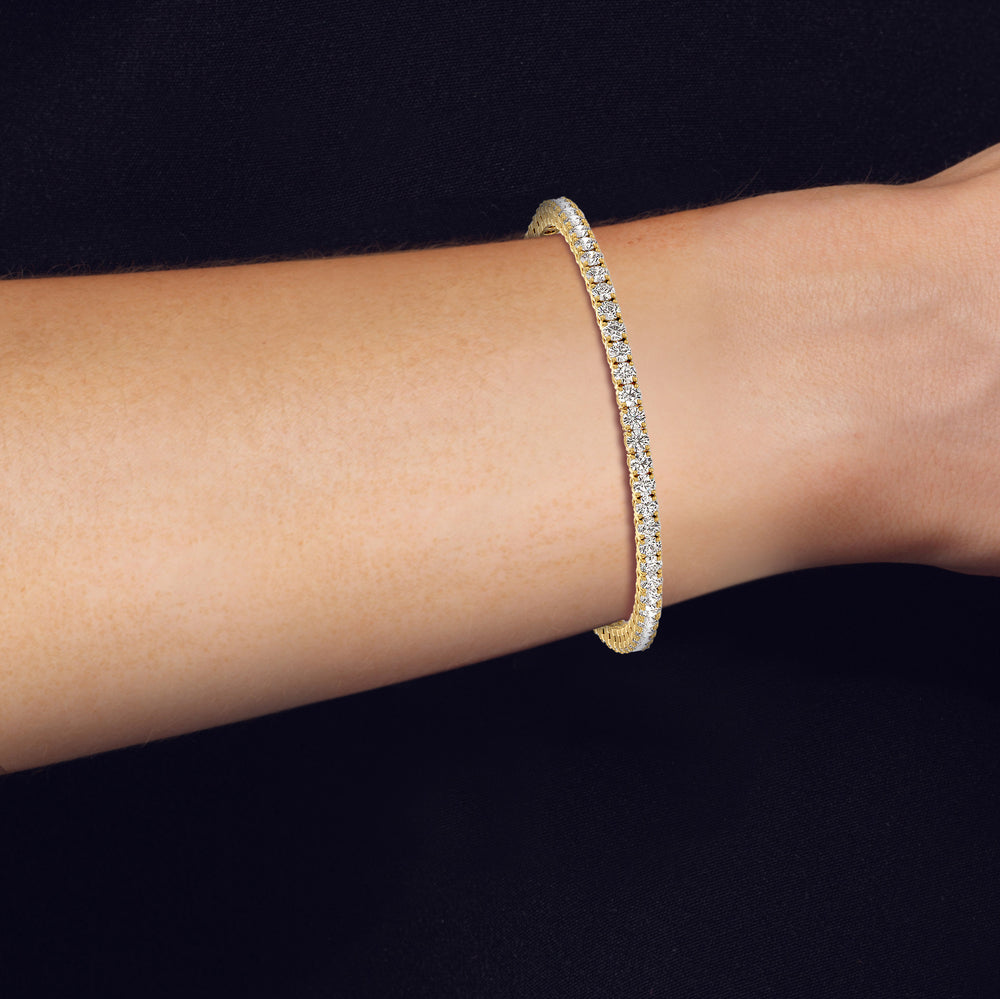Four Prong Lab Diamond Tennis Bracelet with 5 Cut Diamond in 14KT White Gold view 6

