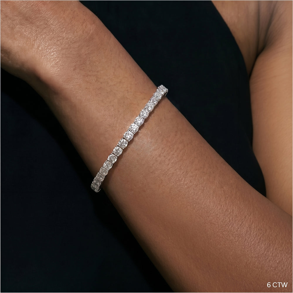 Four Prong Lab Diamond Tennis Bracelet with 6 Cut Diamond in 14KT Yellow Gold view 6
