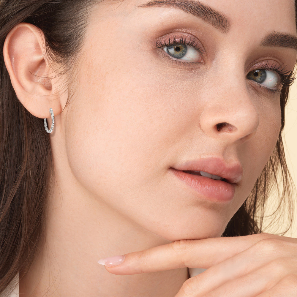 Inside Out Diamond Round Hoops with 14KT Yellow Gold / Natural / 1/2 Cut Diamond in 14KT Yellow Gold / Natural / 1/2 view 3
