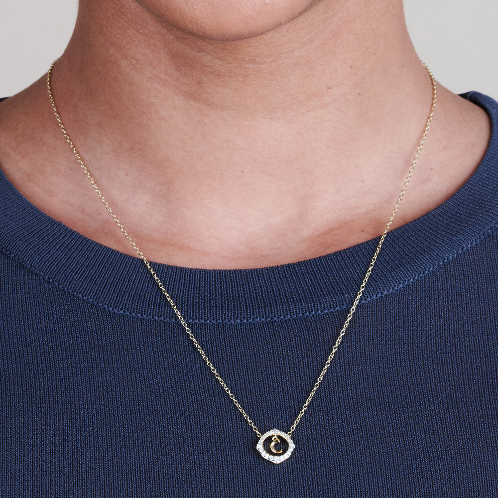 Model Wearing Signature Letter C Necklace view