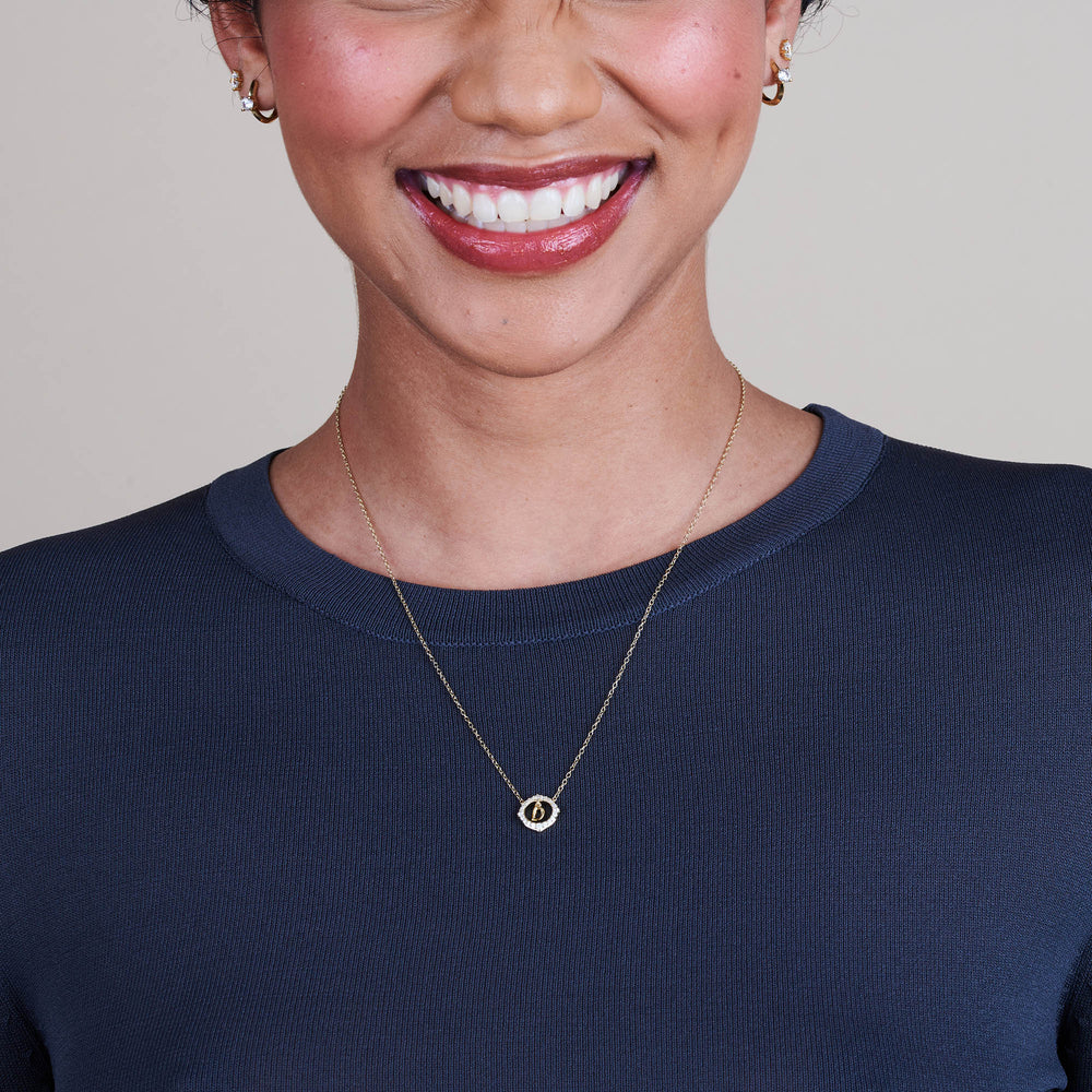 Model Wearing Signature Letter D Necklace view