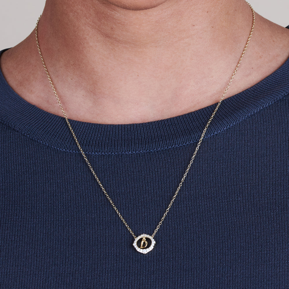 Model Wearing Signature Letter D Necklace view