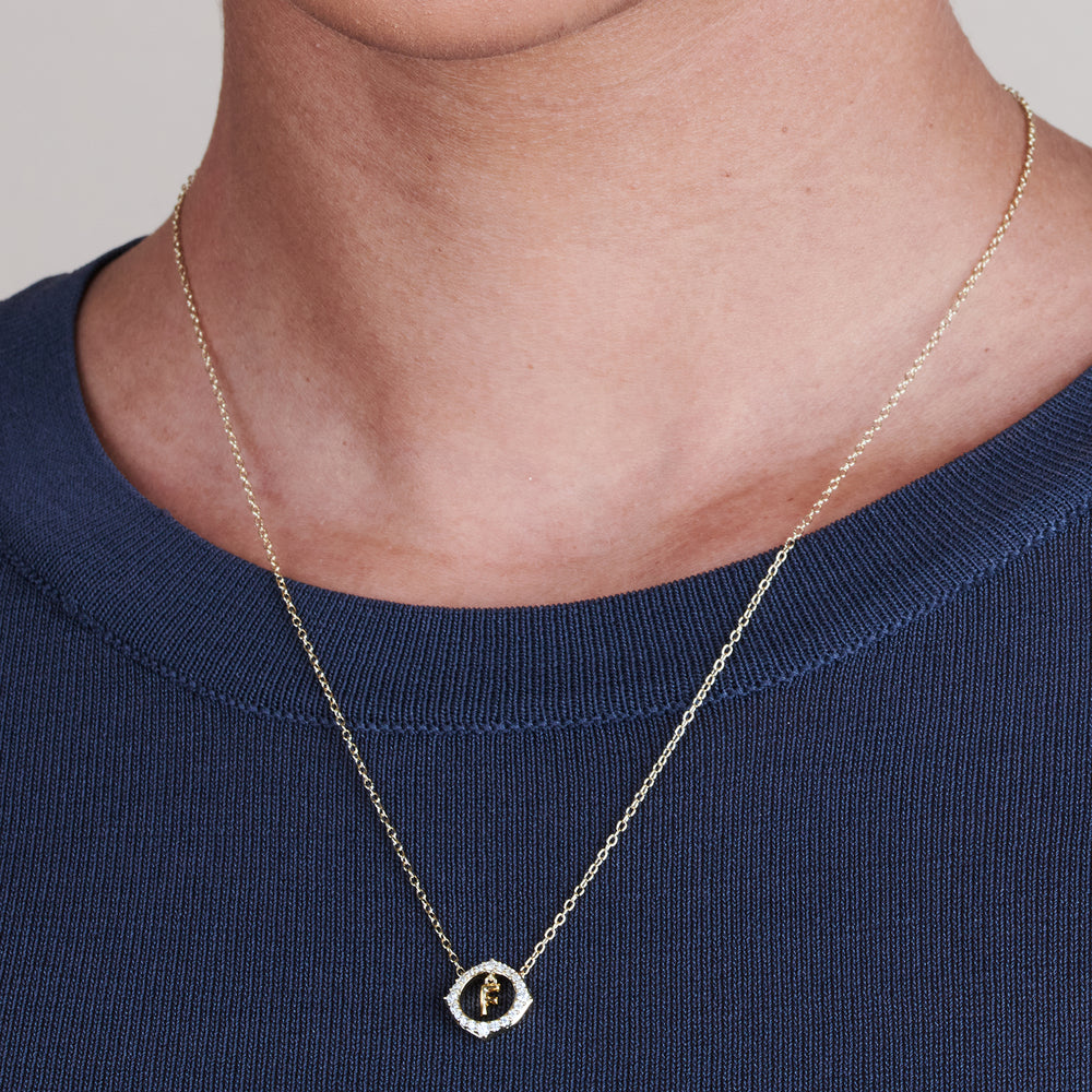 Model Wearing Signature Letter F Necklace view