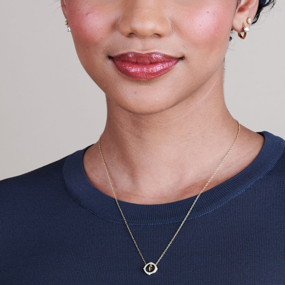 Model Wearing Signature Letter F Necklace view