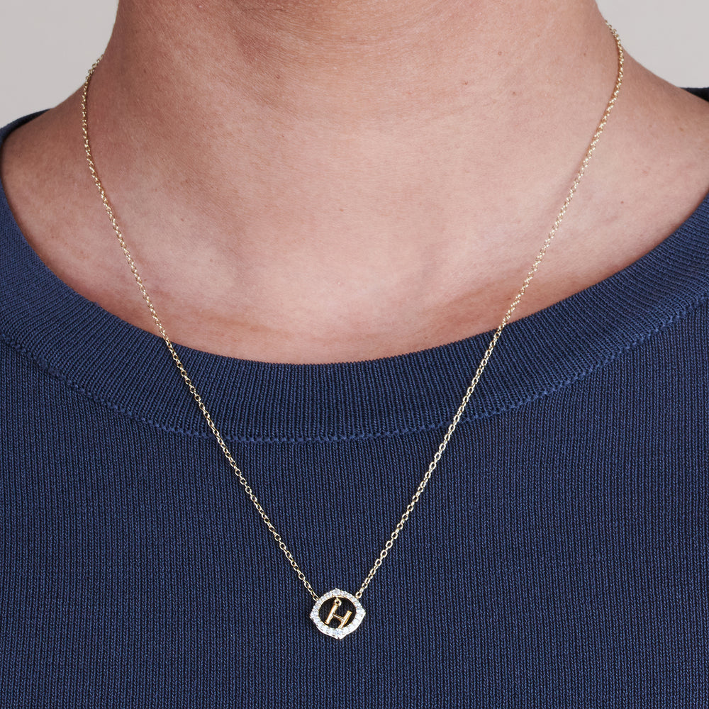Model Wearing Signature Letter H Necklace view