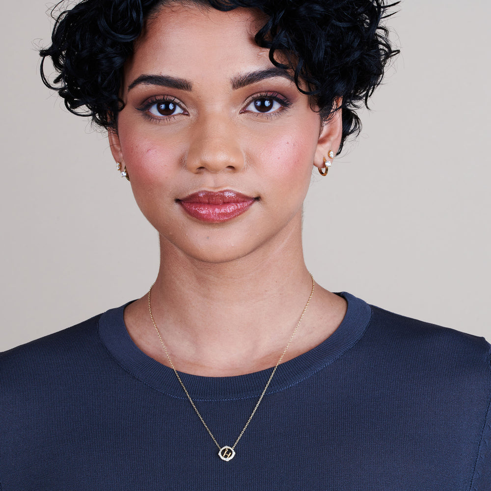 Model Wearing Signature Letter H Necklace view