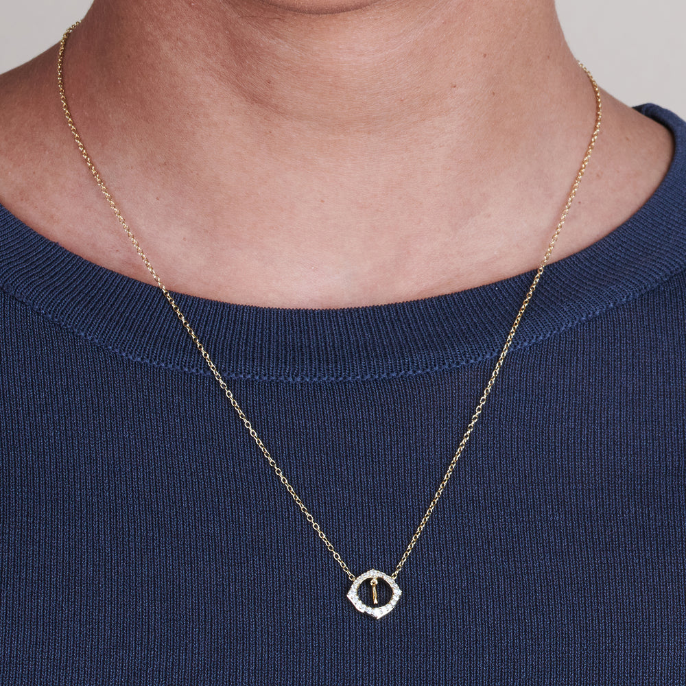 Model Wearing Signature Letter I Necklace view