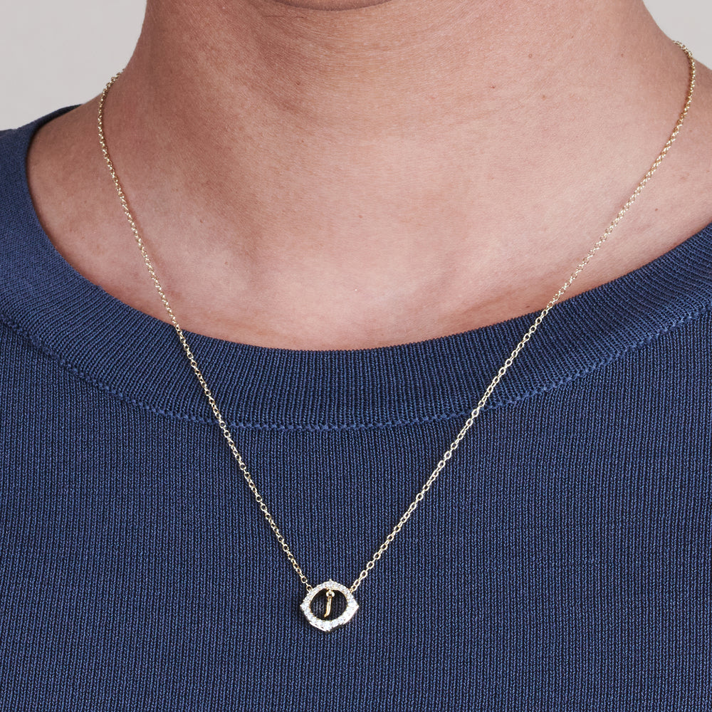 Model Wearing Signature Letter J Necklace view