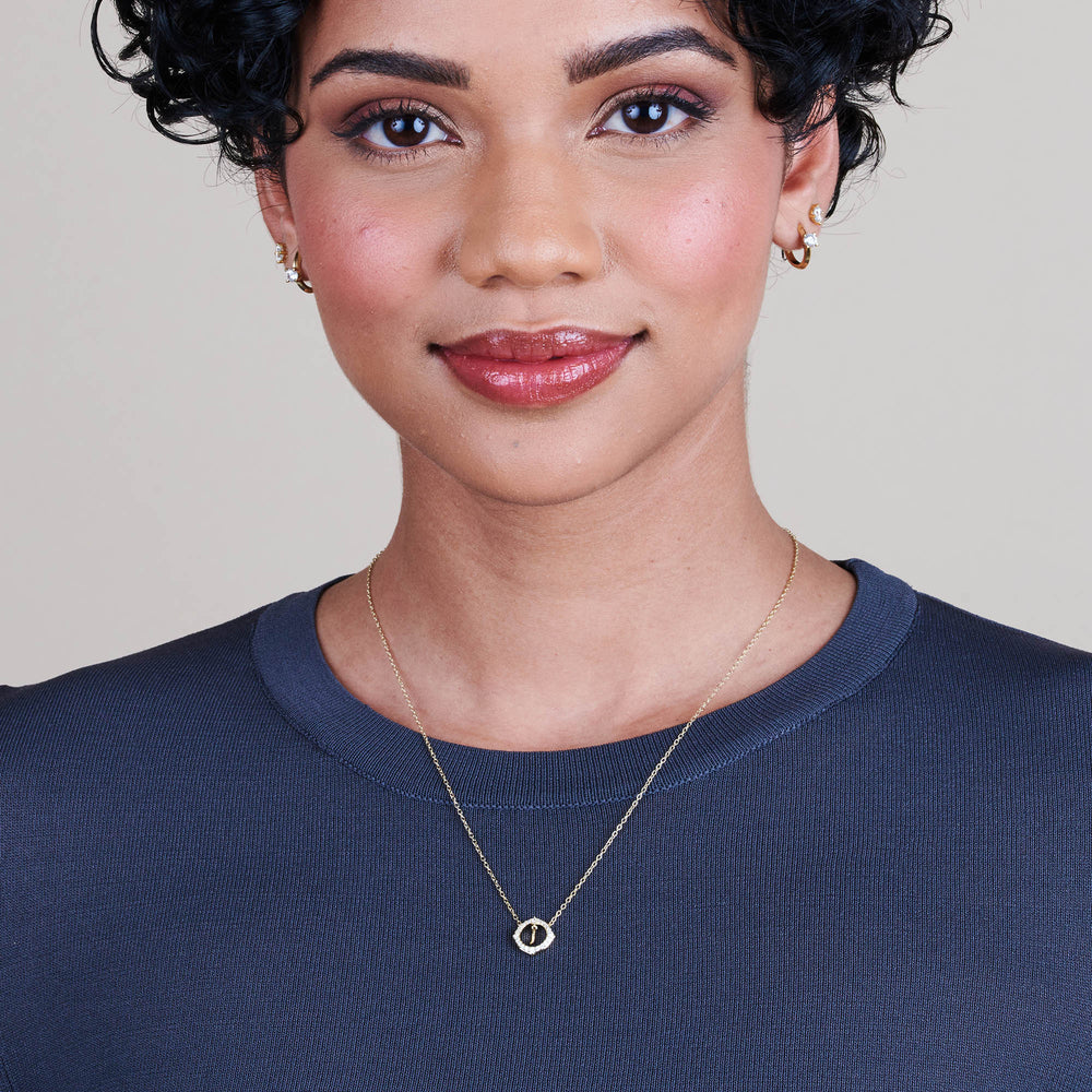 Model Wearing Signature Letter J Necklace view
