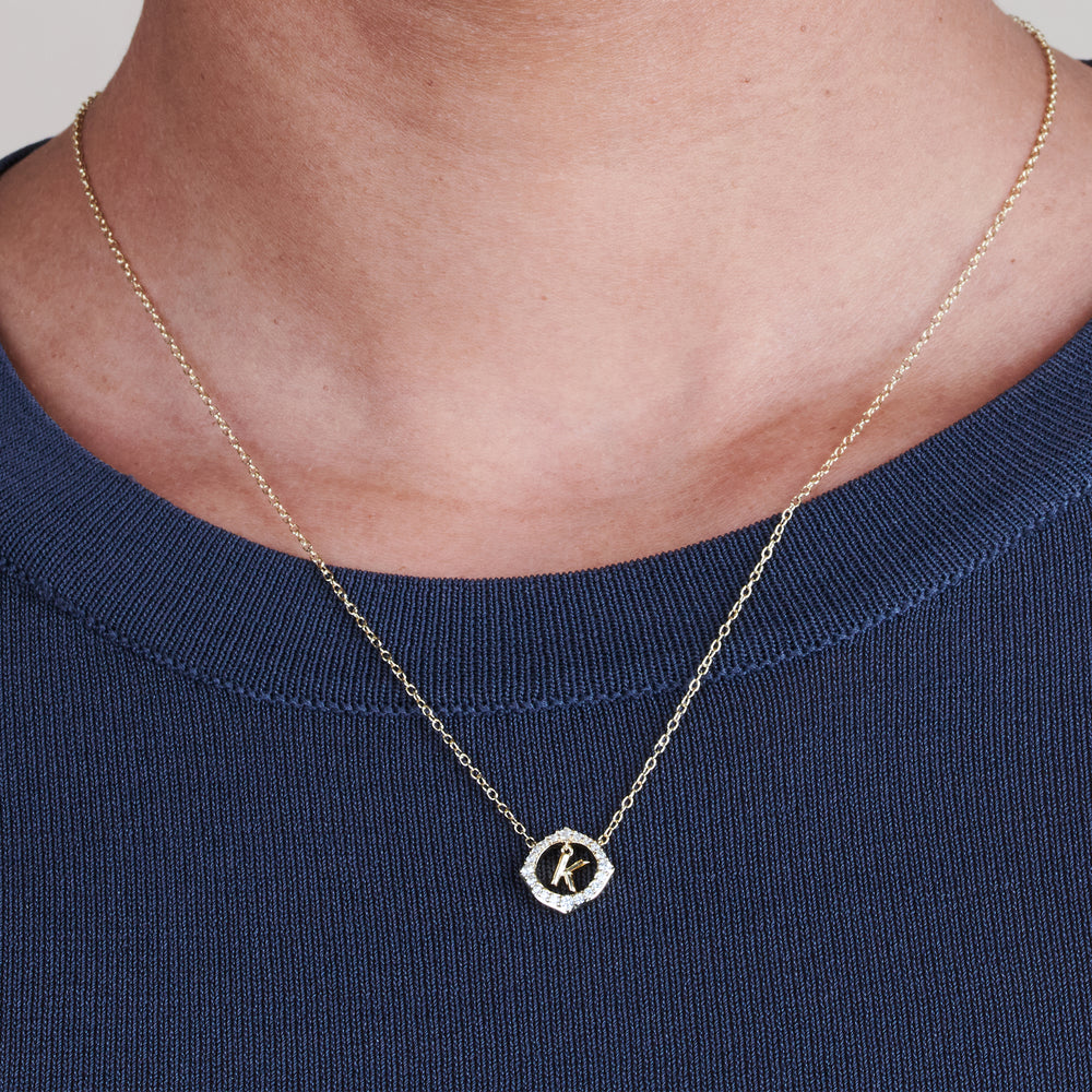 Model Wearing Signature Letter K Necklace view