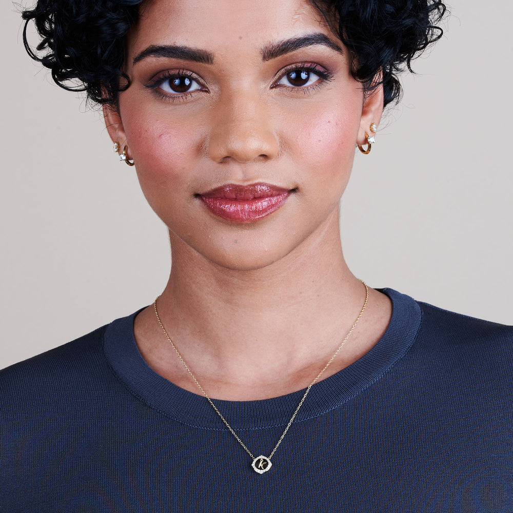 Model Wearing Signature Letter K Necklace view