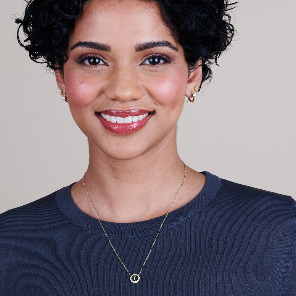 Model Wearing Signature Letter L Necklace view