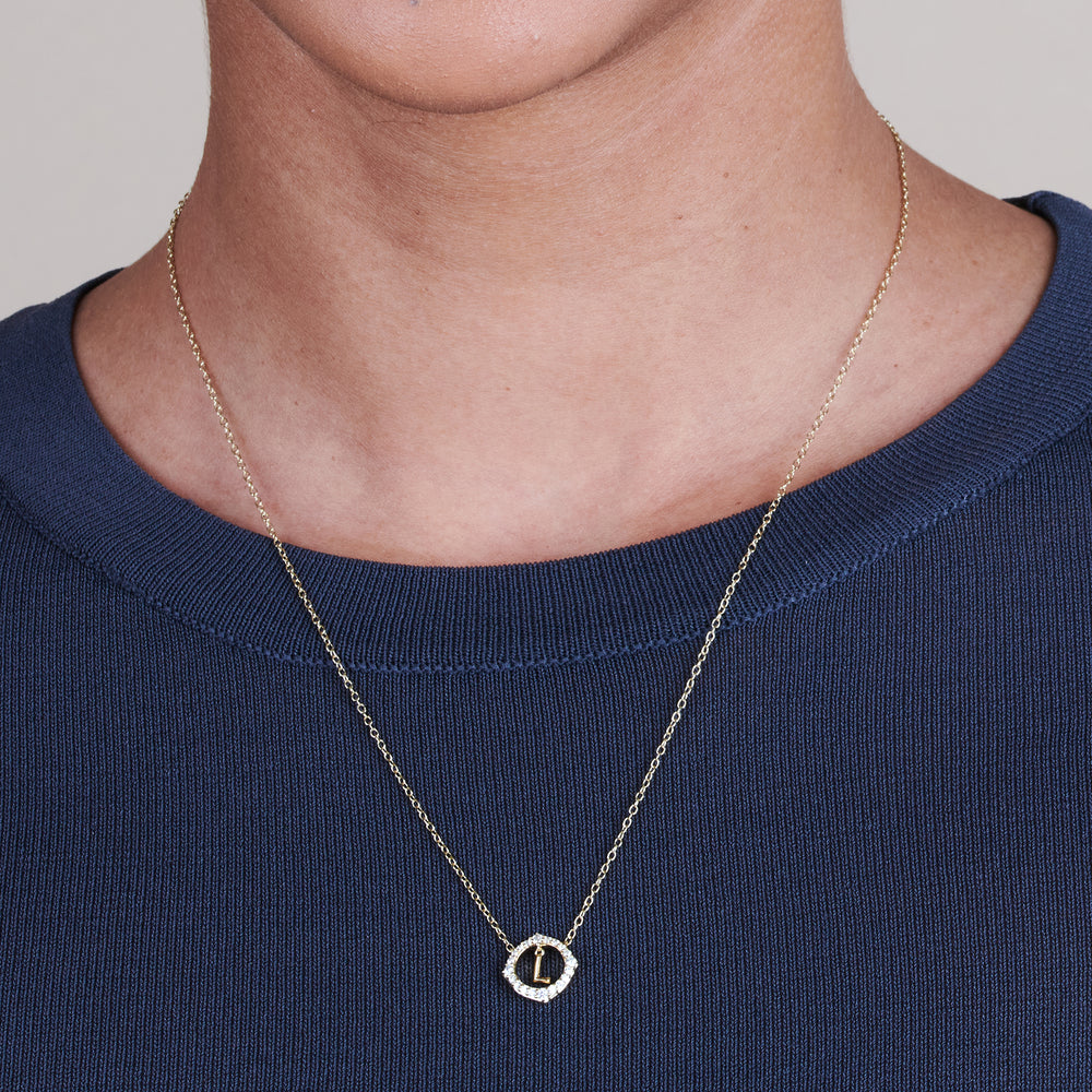 Model Wearing Signature Letter L Necklace view