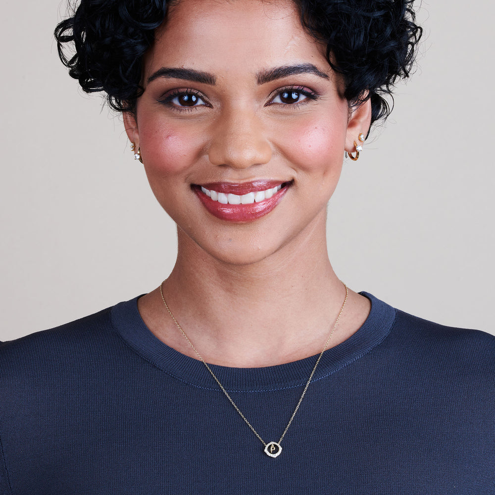 Model Wearing Signature Letter P Necklace view
