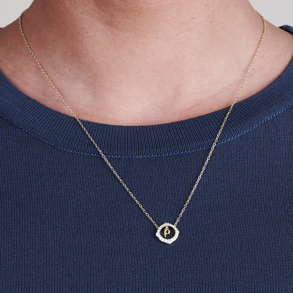 Model Wearing Signature Letter P Necklace view