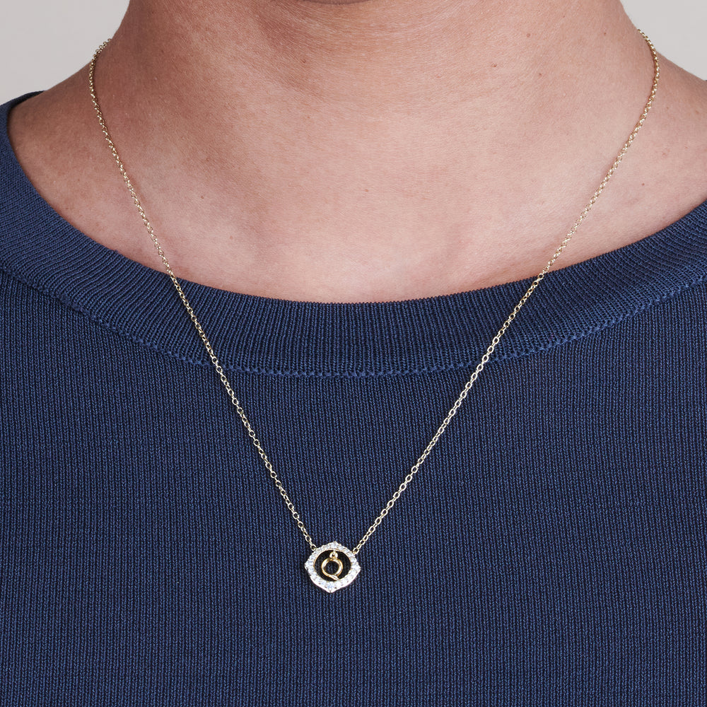 Model Wearing Signature Letter Q Necklace view