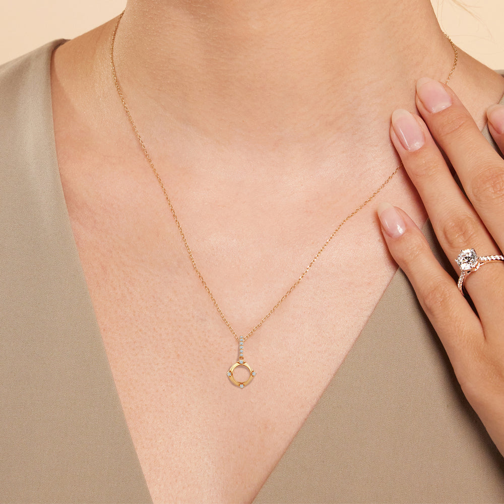 Model Wearing Signature Diamond Pendant view
