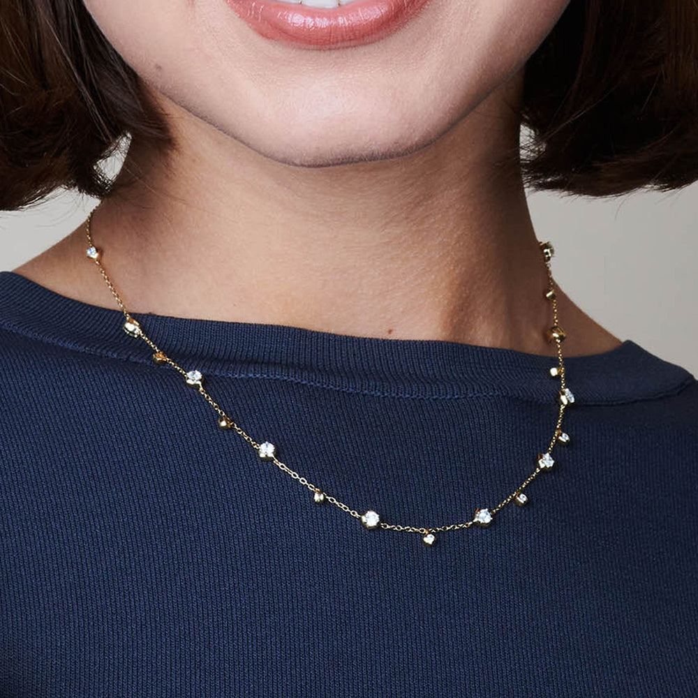 Model Wearing Signature Diamond Charm Necklace view