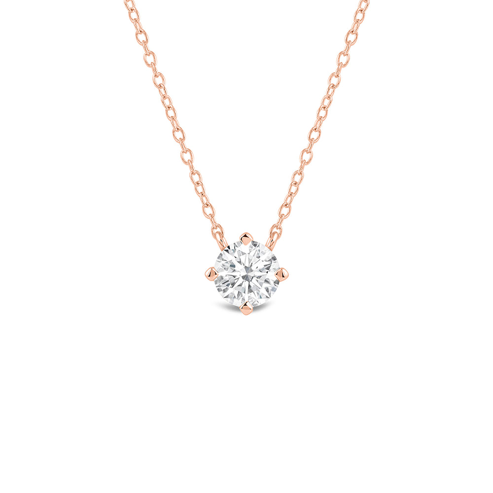 Kite Set Round Lab Created Diamond Solitaire Pendant with 14KT Rose Gold / Lab / 1 Cut Diamond in 14KT Rose Gold / Lab / 1 view 1

