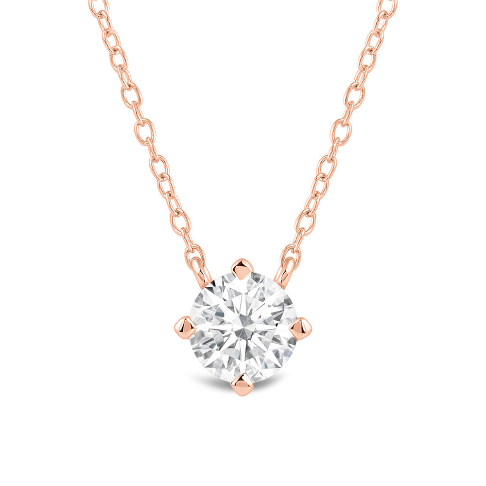 Kite Set Round Lab Created Diamond Solitaire Pendant with 14KT Rose Gold / Lab / 1 Cut Diamond in 14KT Rose Gold / Lab / 1 view 4
