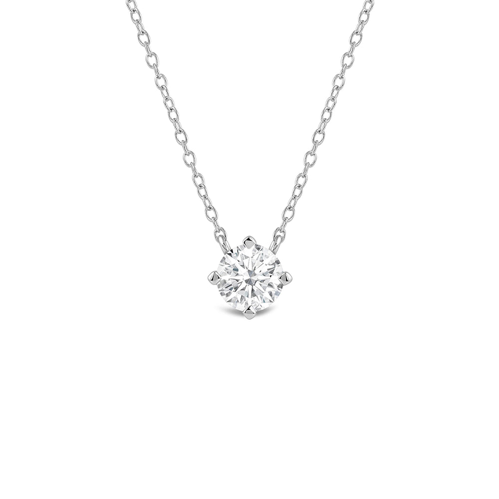 Kite Set Round Lab Created Diamond Solitaire Pendant with 14KT White Gold / Lab / 1 Cut Diamond in 14KT White Gold / Lab / 1 view 1
