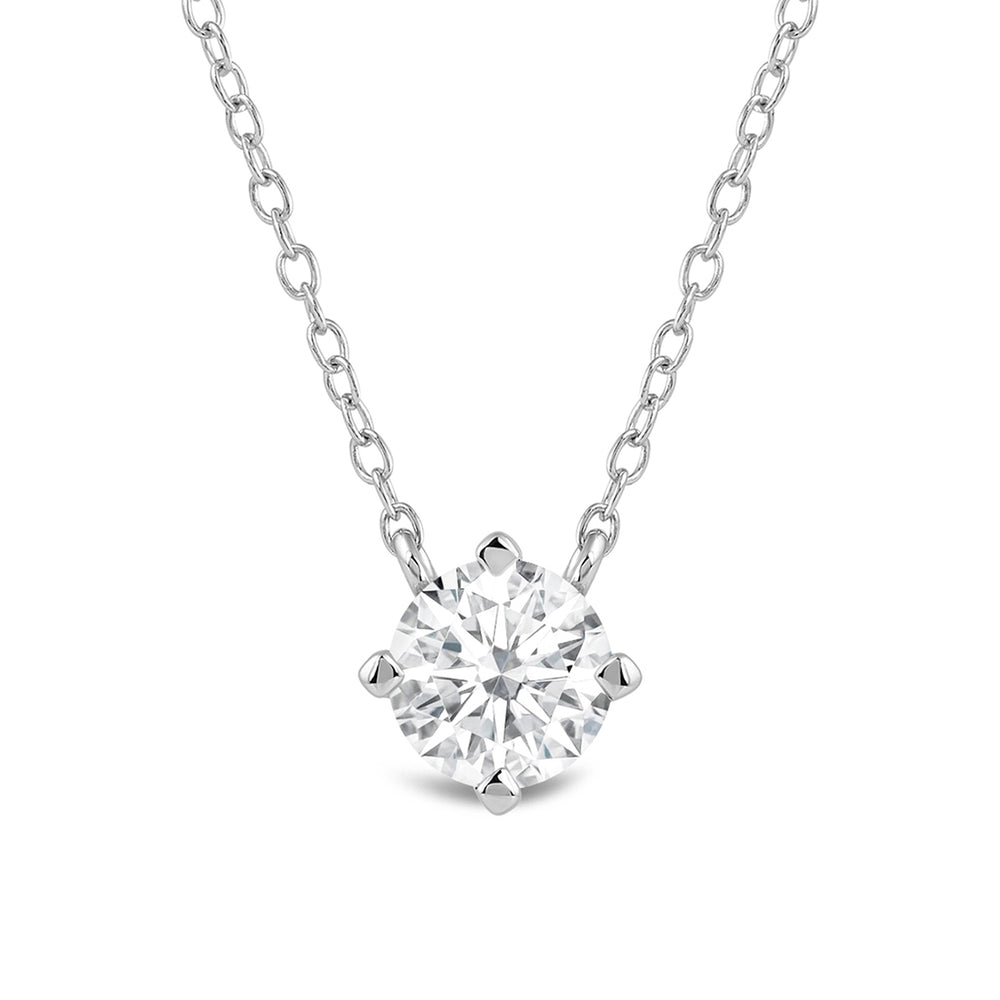 Kite Set Round Lab Created Diamond Solitaire Pendant with 14KT White Gold / Lab / 1 Cut Diamond in 14KT White Gold / Lab / 1 view 4

