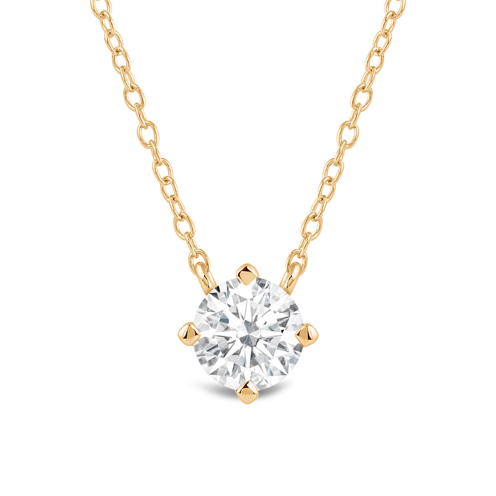 Kite Set Round Lab Created Diamond Solitaire Pendant with 14KT Yellow Gold / Lab / 1 Cut Diamond in 14KT Yellow Gold / Lab / 1 view 4
