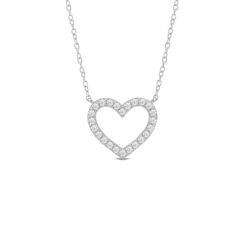 Petite Lab Created Diamond Studded Heart Necklace