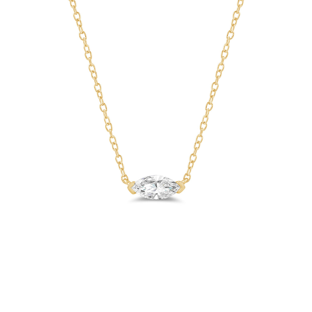 East West Set Marquise Lab Created Diamond Necklace with 14KT Yellow Gold / Lab / 1/2 Cut Diamond in 14KT Yellow Gold / Lab / 1/2 view 1
