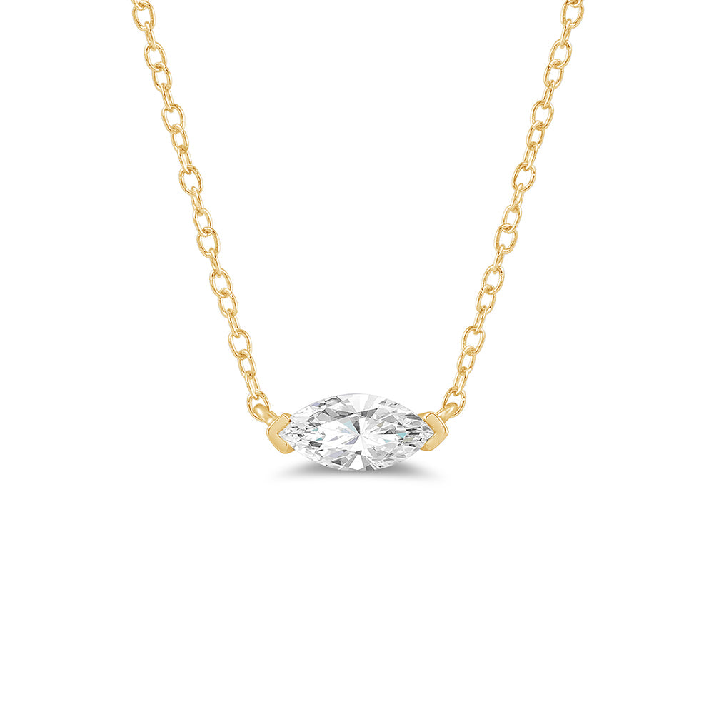East West Set Marquise Lab Created Diamond Necklace with 14KT Yellow Gold / Lab / 1/2 Cut Diamond in 14KT Yellow Gold / Lab / 1/2 view 4
