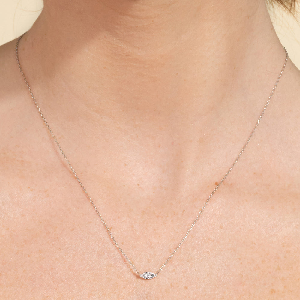 East West Set Marquise Lab Created Diamond Necklace with 14KT Yellow Gold / Lab / 1/2 Cut Diamond in 14KT Yellow Gold / Lab / 1/2 view 2
