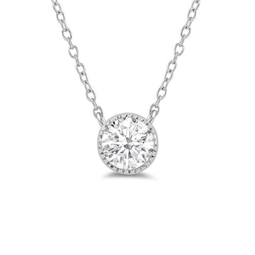 Milgrain Round Lab Created Diamond Necklace