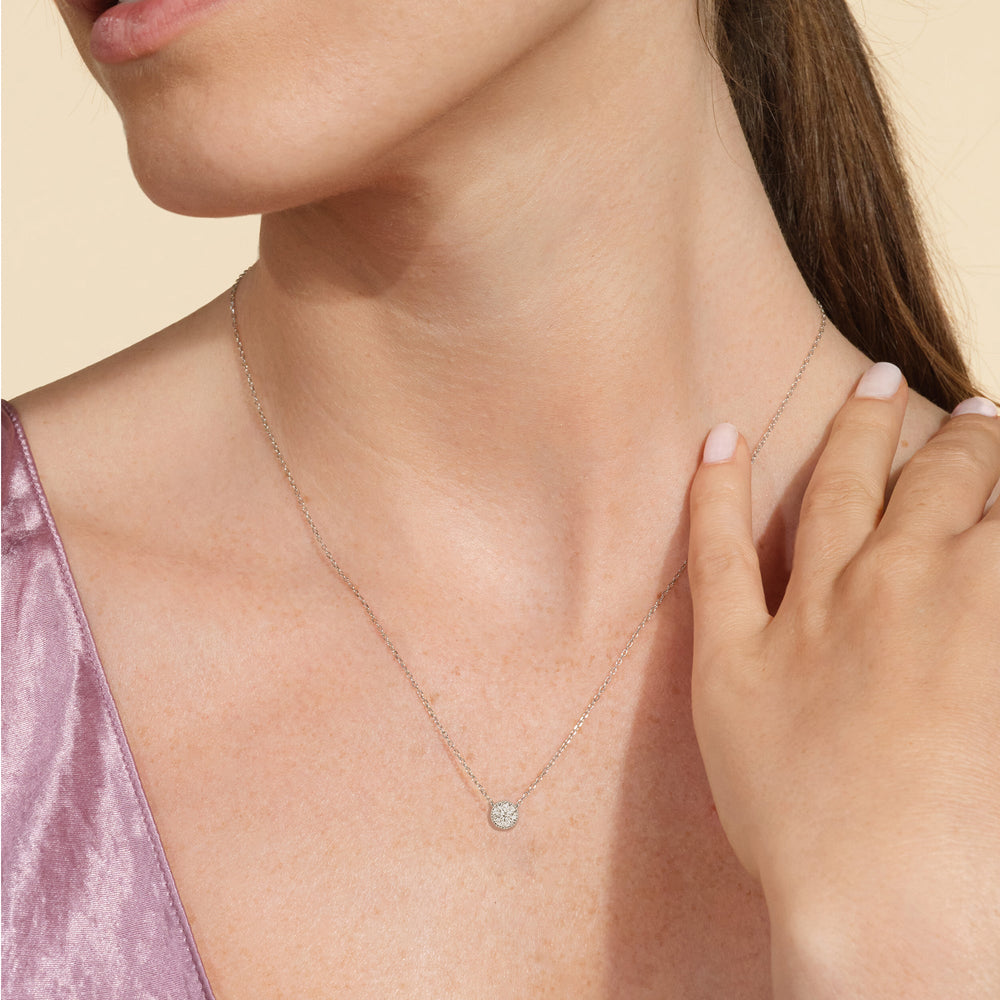 Milgrain Round Lab Created Diamond Necklace with 14KT Rose Gold / Lab / 1/2 Cut Diamond in 14KT Rose Gold / Lab / 1/2 view 2
