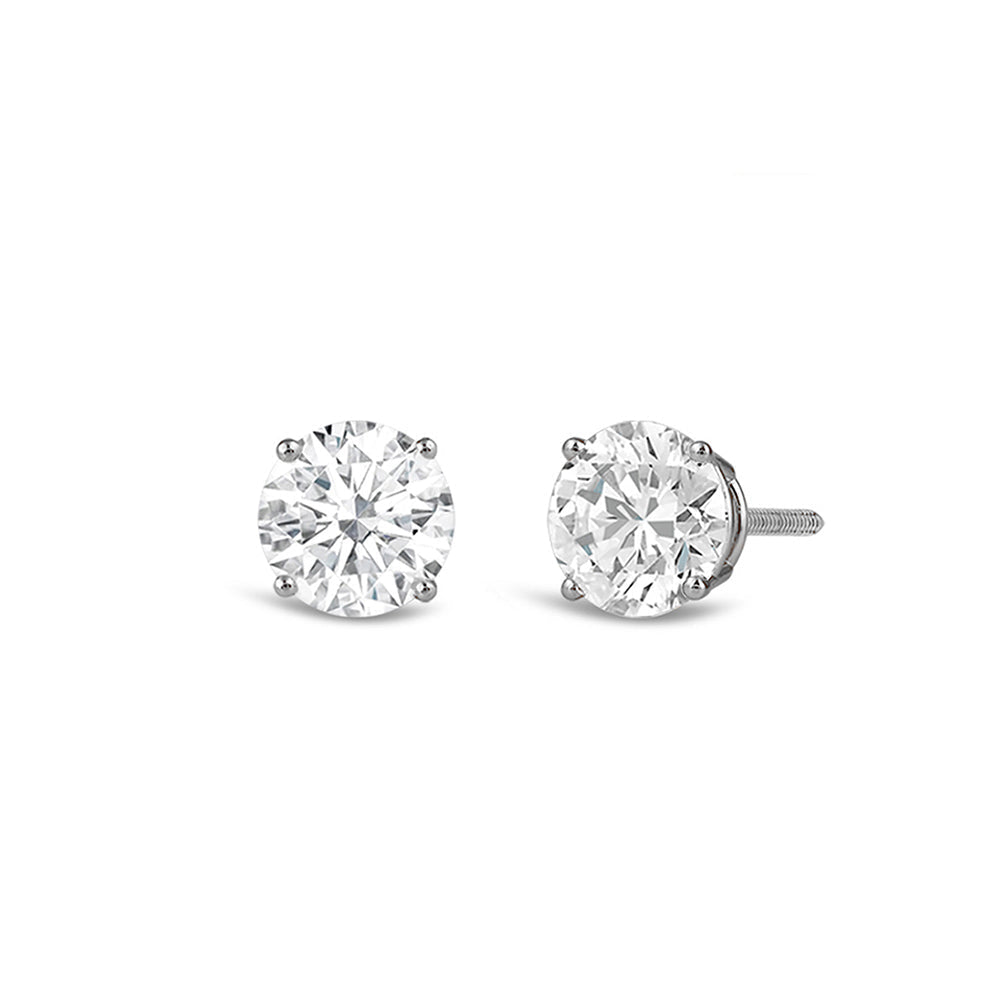 Premium Round Diamond Four Prong Studs (E+ VS+) with 14KT White Gold / Lab / 1/2 Cut Diamond in 14KT White Gold / Lab / 1/2 view 2
